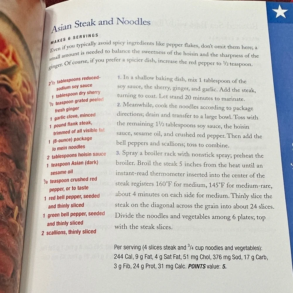 Weight Watchers Meals in Minutes Cookbook with Red and Blue Accents